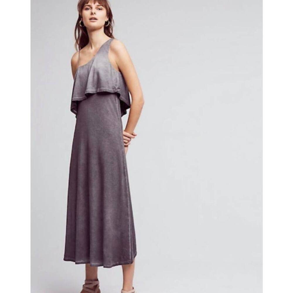 ANTHROPOLOGIE Akemi & Kin Ombre One Shoulder Maxi Dress Gray Small S